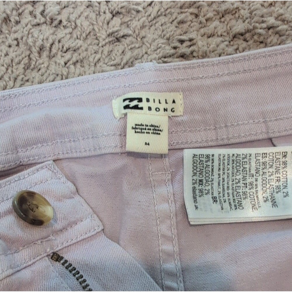 Billabong Women's Light Pink Wide-Leg Twill Pants Cotton High-Rise Pockets - Picture 3 of 9